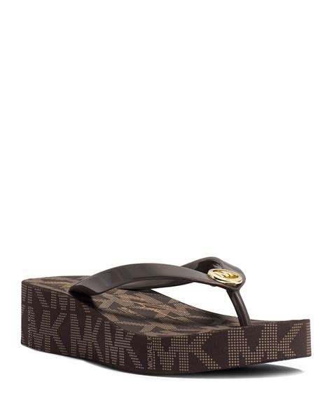 michael kors wedge flip flops|Michael Kors suede wedges.